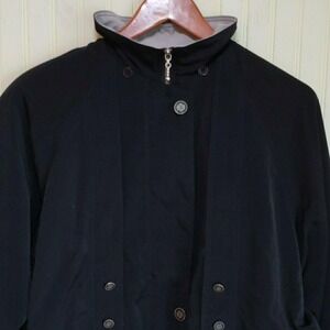 Carlo Briani Jacket Womens Small Black Full Zip Button Pockets Elastic Cuffs